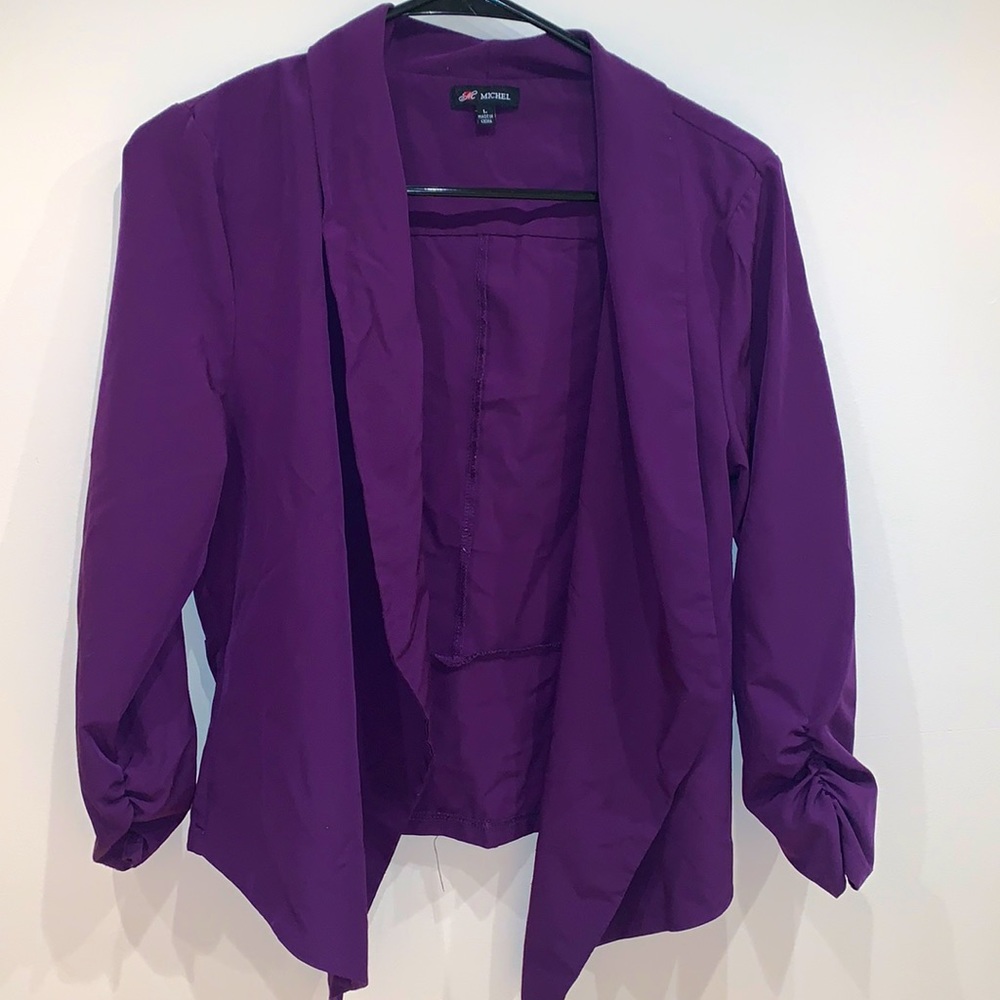 3/4 ruched sleeve blazer